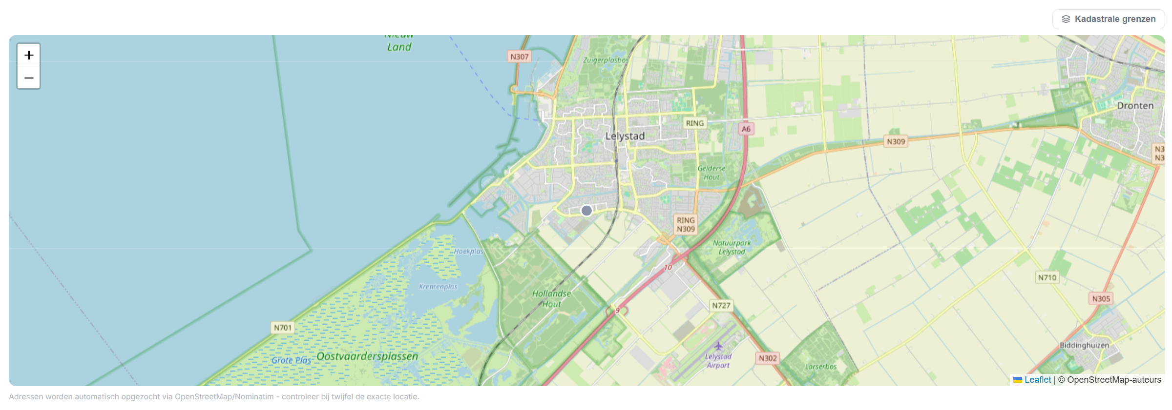 Kaartweergave met projecten en perceelgrenzen